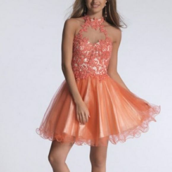 Coral Dress with matching Evening Purse - Picture 8 of 9